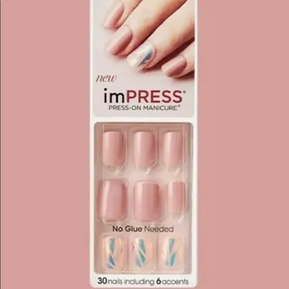 NEW imPRESS Pink & Holographic Accent Nails
